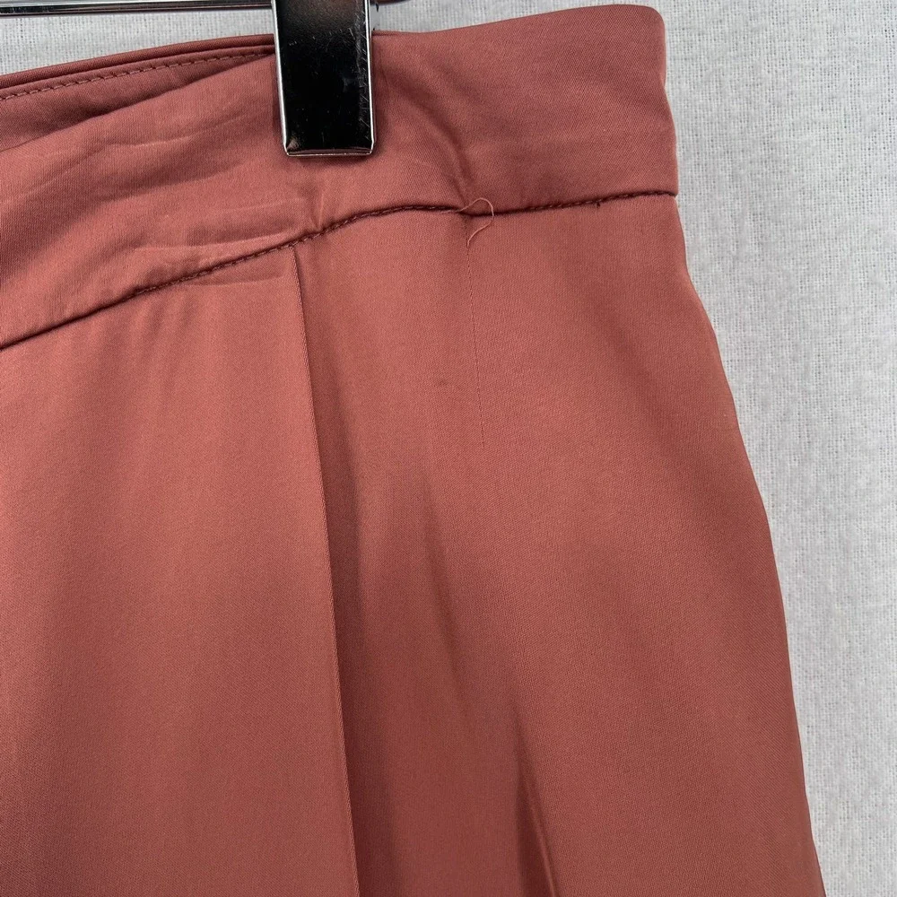 VINCE Satin High Waist Pants Womens 12 Pleated Wide Leg Cropped Silky Dressy - Picture 14 of 16